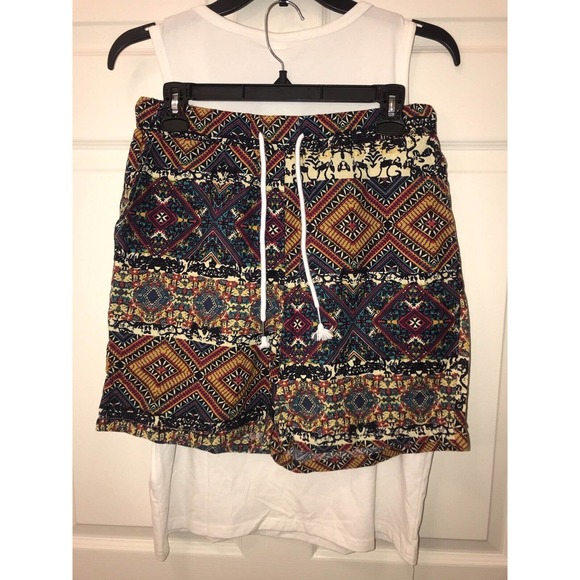 Women’s Tank and Short Set, Size Small, Colorful Tribal Print - Picture 1 of 16
